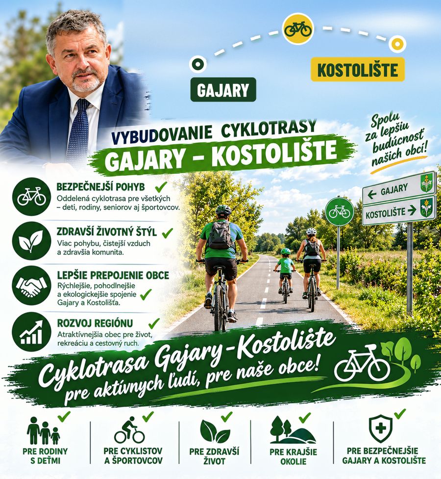Plagát: Vybudovanie cyklotrasy Gajary – Kostolište