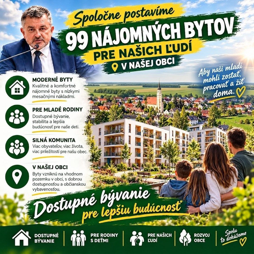 Vizualizácia: Spoločne postavíme 99 nájomných bytov pre našich ľudí v našej obci