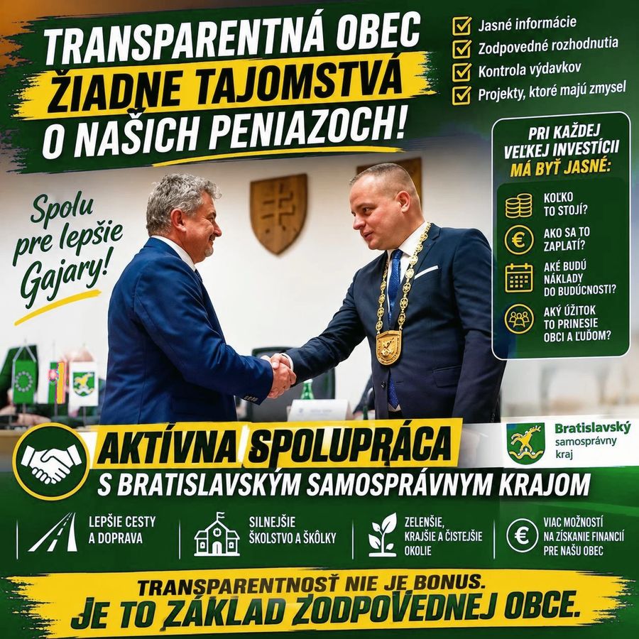 Plagát: Transparentná obec – žiadne tajomstvá o našich peniazoch